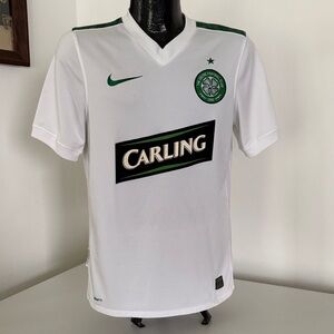 Nike White and Green Celtic Carling FC Away Jersey Shirt S